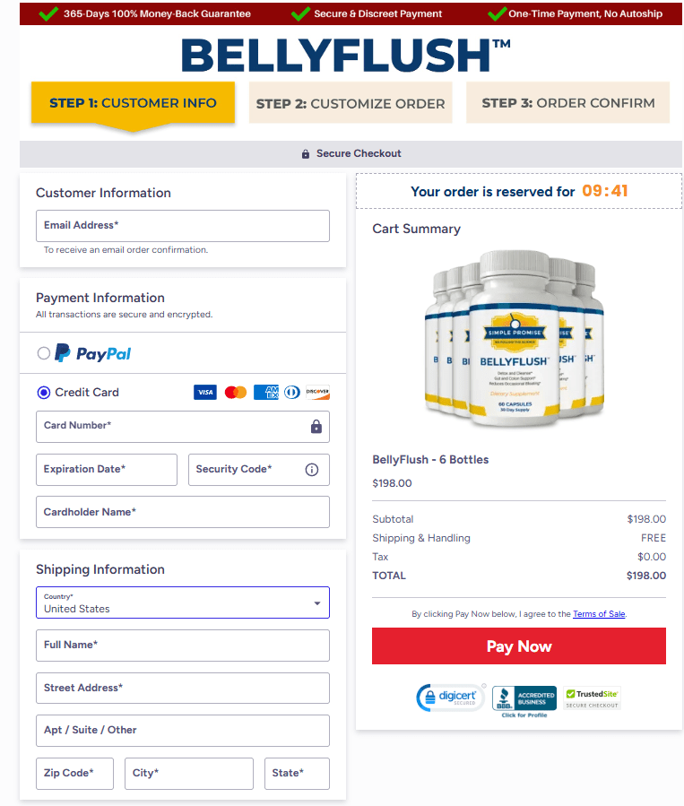 BellyFlush order page